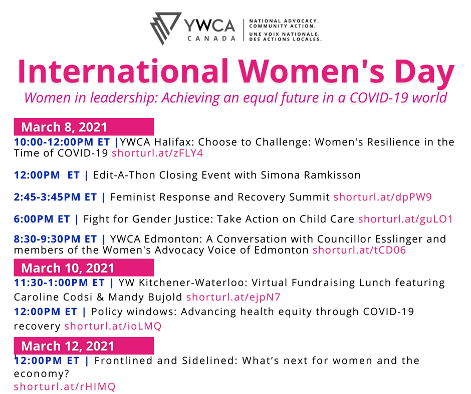 Happy International Women’s Day 2021 Programming Highlights Ywca